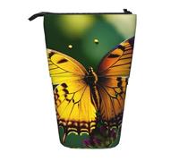 Pyjwyfmy Belle trousse à crayons sur pied avec imprimé papillon lumineux, pochette télescopique, porte-crayons portable pour études ou fournitures de bureau