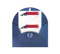 Pyjwyfmy Cartes de vœux vierges et enveloppes avec drapeau de la Caroline du Nord - Cartes de vacances nacrées - Cartes de 10,2 x 15,2 cm