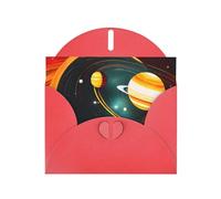 Pyjwyfmy Ensemble de cartes de vœux avec impression nacrée du système solaire Jupiter Saturne, cartes d'anniversaire vierges à l'intérieur et enveloppes, cartes de remerciement