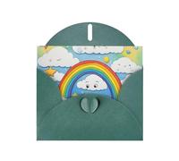 Pyjwyfmy Ensemble de cartes de vœux nacrées avec impression de gouttes de pluie et nuages arc-en-ciel, cartes d'anniversaire vierges à l'intérieur et enveloppes, cartes de remerciement