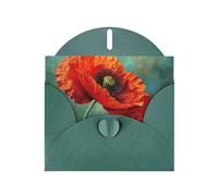 Pyjwyfmy Ensemble de cartes de vœux nacrées avec imprimé fleur de coquelicot, cartes d'anniversaire vierges et enveloppes, cartes de remerciement