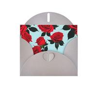 Pyjwyfmy Ensemble de cartes de vœux nacrées avec imprimé rose rouge, cartes d'anniversaire vierges et enveloppes, cartes de remerciement