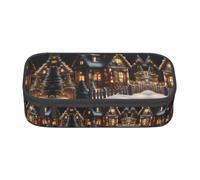 Pyjwyfmy Grande trousse de rangement de grande capacité avec motif maison de village de Noël