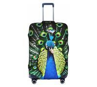 Pyjwyfmy Housse de valise à motif paon frais - Housse de bagage de voyage avec élastique pour valises (tailles S/M/L/XL), blanc, Small
