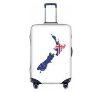 Pyjwyfmy Housse de valise avec élastique pour valises - Motif carte du drapeau de la Nouvelle-Zélande (tailles S/M/L/XL), blanc, Large