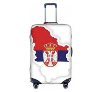 Pyjwyfmy Housse de valise avec élastique pour valises - Motif carte du drapeau de la Serbie (tailles S/M/L/XL)