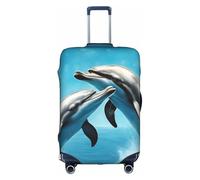 Pyjwyfmy Housse de Valise Imprimé Dolphins In Love - Housse de Bagage de Voyage avec Élasticité pour Valises (S/M/L/XL), blanc, Medium