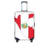 Pyjwyfmy Housse de valise imprimée carte drapeau du Pérou - Housse de bagage de voyage avec élastique pour valises (tailles S/M/L/XL)