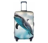 Pyjwyfmy Housse de valise imprimée drôle de dauphin qui vous regarde, housse de bagage de voyage avec élasticité pour valises (tailles S/M/L/XL), blanc, Small