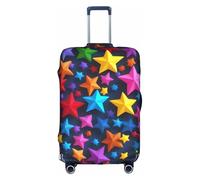 Pyjwyfmy Housse de valise imprimée étoiles colorées - Housse de bagage de voyage avec élasticité pour valises (tailles S/M/L/XL), blanc, Large