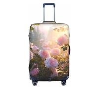 Pyjwyfmy Housse de valise imprimée roses sous les arbres - Housse de bagage de voyage avec élastique pour valises (tailles S/M/L/XL)
