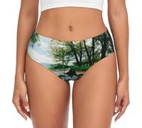 Pyjwyfmy Lake With Boats Canoes Park Print Slip pour femmes, culottes en coton mélangé pour femmes, sous-vêtements pour dames, noir, XS/5XL