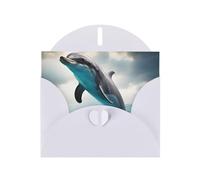 Pyjwyfmy Lot de cartes de vœux avec imprimé drôle de dauphin qui vous regarde, cartes d'anniversaire vierges et enveloppes, cartes de remerciement