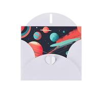 Pyjwyfmy Lot de cartes de vœux nacrées imprimées planètes spatiales, cartes d'anniversaire vierges et enveloppes, cartes de remerciement