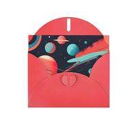 Pyjwyfmy Lot de cartes de vœux nacrées imprimées planètes spatiales, cartes d'anniversaire vierges et enveloppes, cartes de remerciement