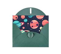 Pyjwyfmy Lot de cartes de vœux nacrées imprimées planètes spatiales, cartes d'anniversaire vierges et enveloppes, cartes de remerciement