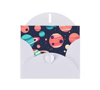 Pyjwyfmy Lot de cartes de vœux nacrées imprimées planètes spatiales, cartes d'anniversaire vierges et enveloppes, cartes de remerciement