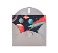 Pyjwyfmy Lot de cartes de vœux nacrées imprimées planètes spatiales, cartes d'anniversaire vierges et enveloppes, cartes de remerciement