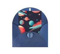 Pyjwyfmy Lot de cartes de vœux vierges et enveloppes imprimées planètes spatiales, cartes de vacances nacrées, cartes de 10,2 x 15,2 cm