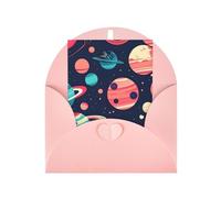 Pyjwyfmy Lot de cartes de vœux vierges et enveloppes imprimées planètes spatiales, cartes de vacances nacrées, cartes de 10,2 x 15,2 cm