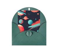 Pyjwyfmy Lot de cartes de vœux vierges et enveloppes imprimées planètes spatiales, cartes de vacances nacrées, cartes de 10,2 x 15,2 cm