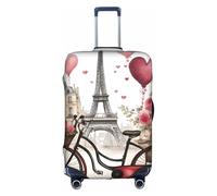 Pyjwyfmy Love Paris Tour Café Vin Parfum Vélo Coeur Imprimé Valise Housse de Bagage de Voyage Housse de Bagage Housse de Bagage avec Élastique pour Valises (S/M/L/XL), blanc, X-Large