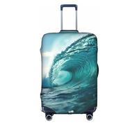 Pyjwyfmy Ocean Green Wave Surf Print Valise Housse de Bagage de Voyage avec Élastique pour Valise (S/M/L/XL), blanc, X-Large