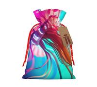 Pyjwyfmy Sacs cadeaux de Noël imprimés méduses colorées, sac d'emballage de Père Noël, sacs cadeaux en toile de Noël avec cordons de serrage, sac cadeau