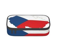 Pyjwyfmy Trousse à crayons de grande capacité avec drapeau de la République tchèque - Grande capacité - Grande capacité - Pochette de rangement - Boîte de maquillage