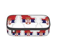 Pyjwyfmy Trousse à crayons grande capacité avec imprimé carte du drapeau de la Serbie - Grande capacité de rangement - Trousse de maquillage