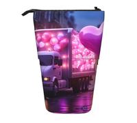 Pyjwyfmy Trousse à crayons romantique avec motif cœur et ballon imprimé sur pied, pochette télescopique, porte-crayons portable pour études ou fournitures de bureau