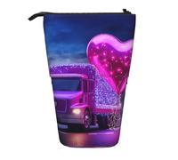 Pyjwyfmy Trousse à crayons romantique avec motif cœur et ballon imprimé sur pied, pochette télescopique, porte-crayons portable pour études ou fournitures de bureau