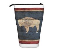 Pyjwyfmy Trousse à crayons sur pied avec drapeau du Wyoming - Pochette télescopique - Porte-crayons portable pour études ou fournitures de bureau