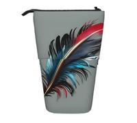 Pyjwyfmy Trousse à crayons télescopique avec imprimé plumes dansantes - Porte-crayons portable pour études ou fournitures de bureau