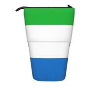 Pyjwyfmy Trousse à crayons télescopique sur pied, motif carte du drapeau de la Sierra Leone, porte-crayons portable pour études ou fournitures de bureau