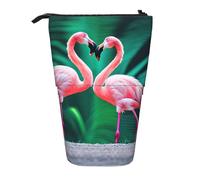 Pyjwyfmy Trousse télescopique avec deux flamants roses sur pied, porte-crayons portable pour études ou fournitures de bureau