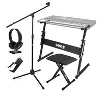 Pyle Accessoires pour clavier électrique robuste, ensemble d'équipement de piano E comprenant un support de clavier en forme de Z réglable en hauteur, un tabouret pour clavier, un support de