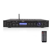 Pyle Ampli Bluetooth 5 Canaux à Montage en Rack, Amplificateur de Haut-Parleur Home Cinéma, Streaming Bluetooth sans Fil, MP3/USB/SD/AUX/Radio FM, 200 Watts avec Écran LCD ID3 Numérique -PDA7BU, Noir