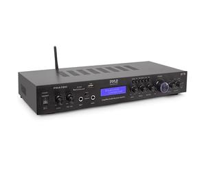 Pyle Ampli Bluetooth 5 Canaux à Montage en Rack, Amplificateur de Haut-Parleur Home , Streaming Bluetooth sans Fil, MP3/USB/SD/AUX/Radio FM, 200 Watts avec LCD ID3 Numérique, Noir
