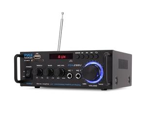 Pyle Amplificateur Audio Stéréo sans Fil Bluetooth - Système Récepteur Stéréo Audio à Deux Canaux de 200W avec RCA, USB, SD, Entrée Micro, Radio FM, pour Home Cinema Via RCA, Utilisation en Studio