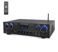 Pyle Amplificateur Bluetooth 800 W, Mini amplificateur 4 canaux avec MP3, USB, AUX, SD, Microphone, FM RCA, Reverb/Delay, stéréo pour Home cinéma, Studio et théâtre, système d'amplificateur 4 entrées