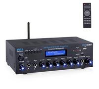 Pyle Amplificateur Bluetooth Stéréo sans Fil, Multi-Canaux, 200 Watts, Système Récepteur Audio pour la Maison avec Radio FM, Bluetooth, USB, SD, AUX, RCA, Entrée Microphone, Antenne Bluetooth et FM