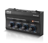 Pyle Amplificateur Casque Stéréo 4 Canaux - Ampli Audio Studio avec 4 Sorties TRS 6,35 mm et Entrée Audio, Répartiteur Écouteurs pour Table de Mixage, DJ et Enregistrement