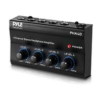 Pyle Amplificateur de Casque 4 canaux - Amplificateur de Casque Compact avec 4 Sorties et contrôle du Volume personnalisé, idéal pour Studio, Podcast et DJ, Bloc d'alimentation Inclus