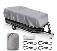 Pyle Boat Cover for Deck Boats - 21-24 ft Heavy Duty Pontoon Boat Cover, Waterproof Marine Grade Polyester, UV & Weather Resistant, Fits Beam Width up to 94", Storage Bag, 300D PU Coated (Gray)