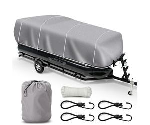 Pyle Boat Cover for Deck Boats - 21-24 ft Heavy Duty Pontoon Boat Cover, Waterproof Marine Grade Polyester, UV & Weather Resistant, Fits Beam Width up to 94", Storage Bag, 300D PU Coated (Gray)