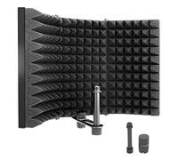 Pyle - Bouclier d'isolation de microphone à 3 panneaux absorbant le bruit, filtre d'amortissement vocal acoustique avec mousse de 4,1 cm d'épaisseur, profondeur du micro réglable, support antichoc