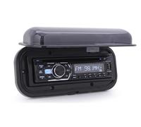 Pyle Cache Autoradio Bateau Étanche - Protection Autoradio Marin Fumé Waterproof Anti UV avec Porte Relevable, Boîtier Radio Marine et Joint de Montage