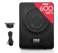 Pyle Caisson de Basse Voiture Amplifié 20 cm à Profil Bas - Système Subwoofer Actif Compact de 600 Watts, Enceinte Active sous Siège avec Amplificateur Intégré, Entrées de Niveau Haut et Bas - Noir