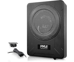 Pyle Caisson de Basse Voiture Amplifié 20 cm à Profil Bas - Système Subwoofer Actif Compact de 600 Watts, Enceinte Active sous Siège avec Amplificateur Intégré, Entrées de Niveau Haut et Bas - Noir